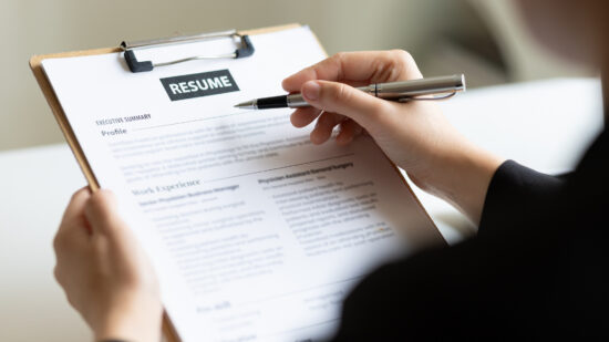 Job searching, Applicants submit application documents and resumes during job interviews in the office. Job interview